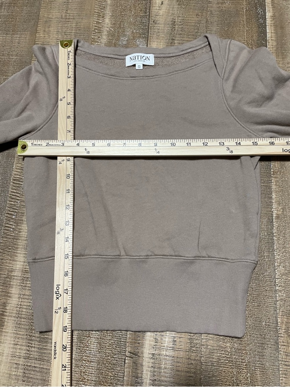Nation LTD Darlene Cotton  Envelope Mushroom Long-Sleeve Cropped Sweatshirt XS - Picture 7 of 7
